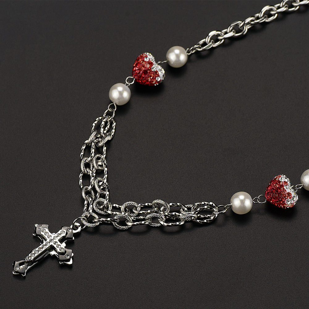 Green Red Heart Necklace