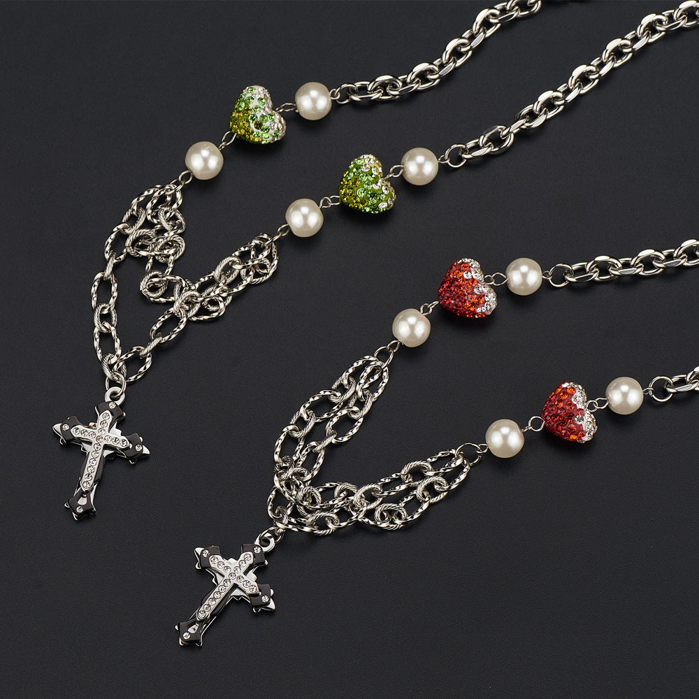 Green Red Heart Necklace