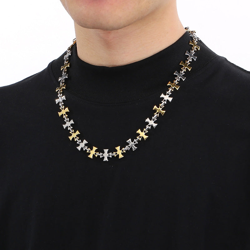 Steel Patch Bracelet and Necklace set 18k