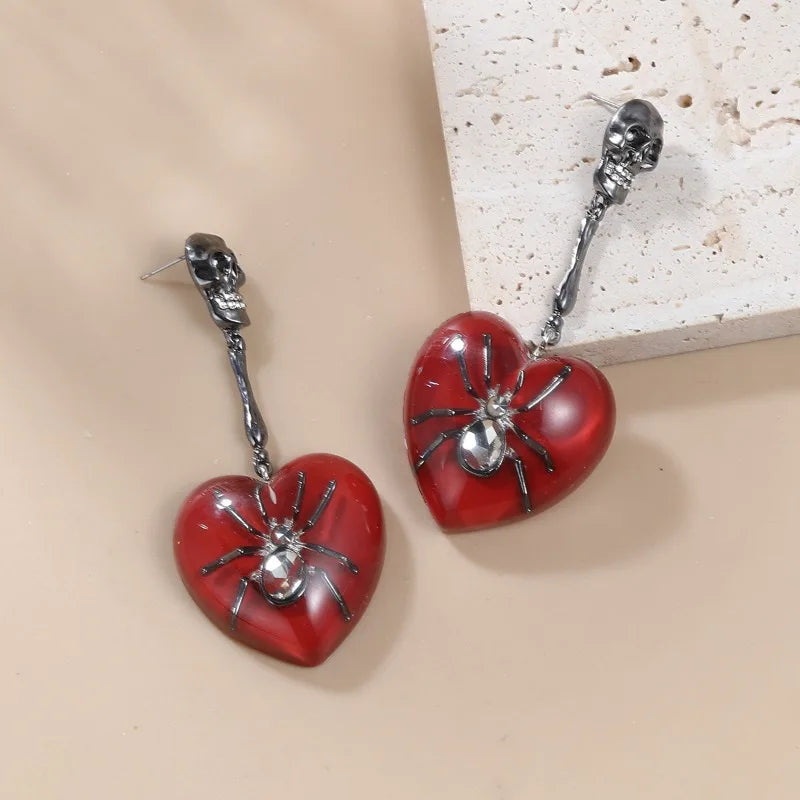 Spider Skull Drop Earrings