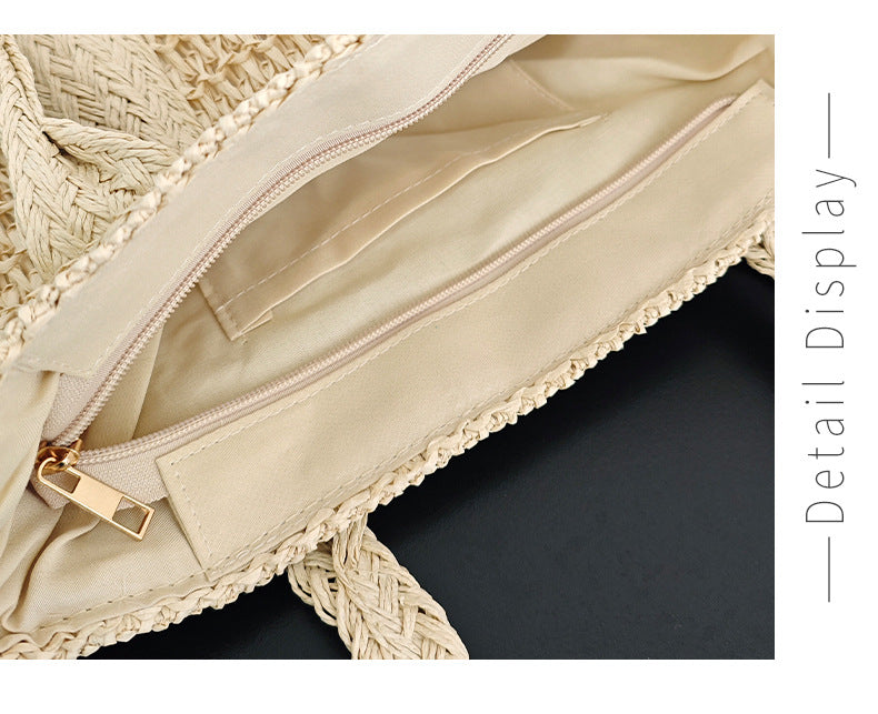 Square Zipper Straw Bag