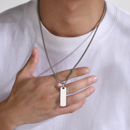 Minimalist Men's Square Necklace 18k