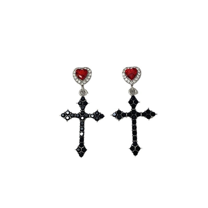Cross Heart Drop Earrings
