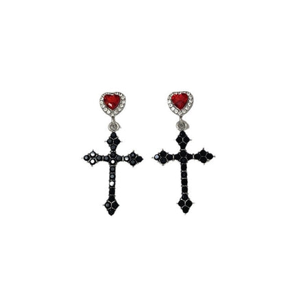 Cross Heart Drop Earrings