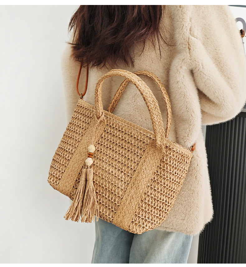 Square Zipper Straw Bag