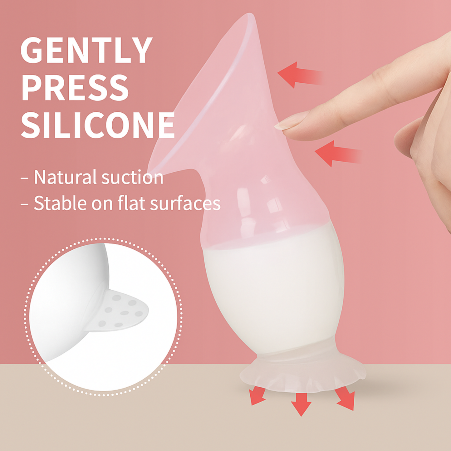 MilkCatcher™-Silicone Breast Pump for Nursing Moms – Manual, Hands-Free, Soft Suction, BPA-Free