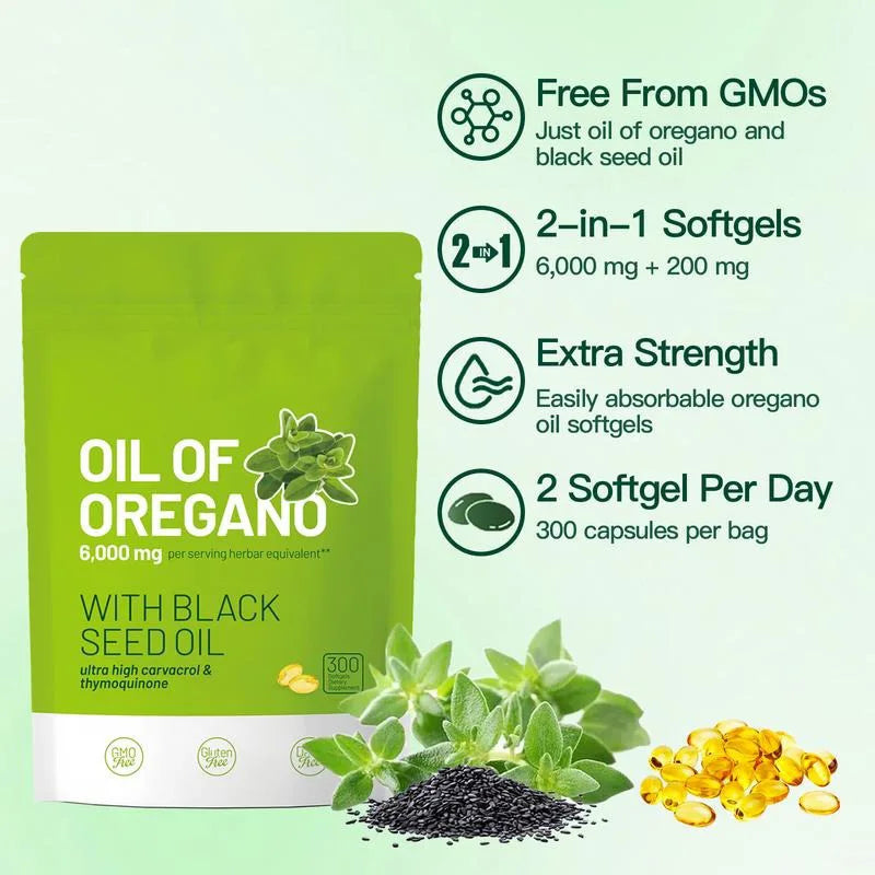 Organic Oregano Oil Capsules with Black Seed