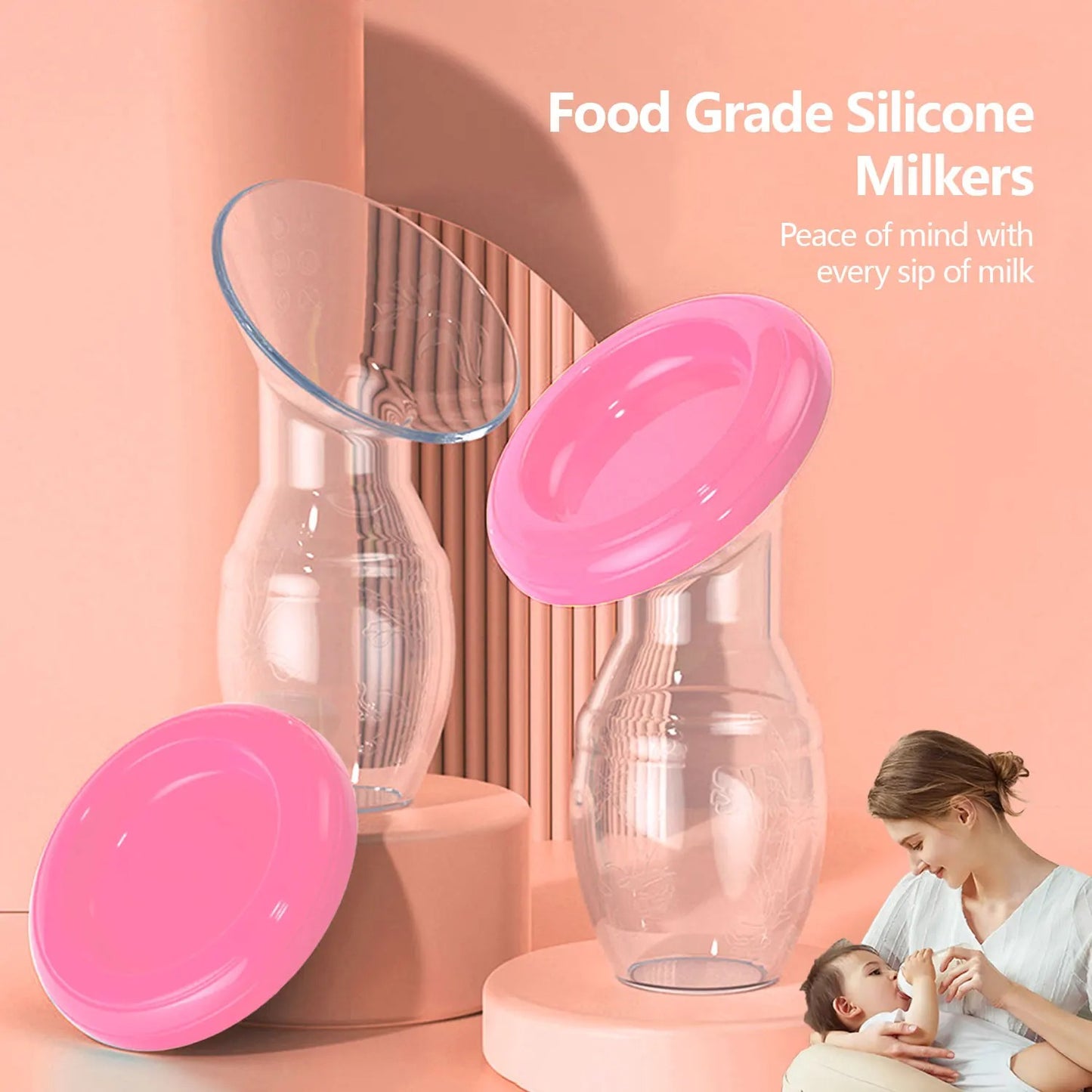 MilkCatcher™-Silicone Breast Pump for Nursing Moms – Manual, Hands-Free, Soft Suction, BPA-Free